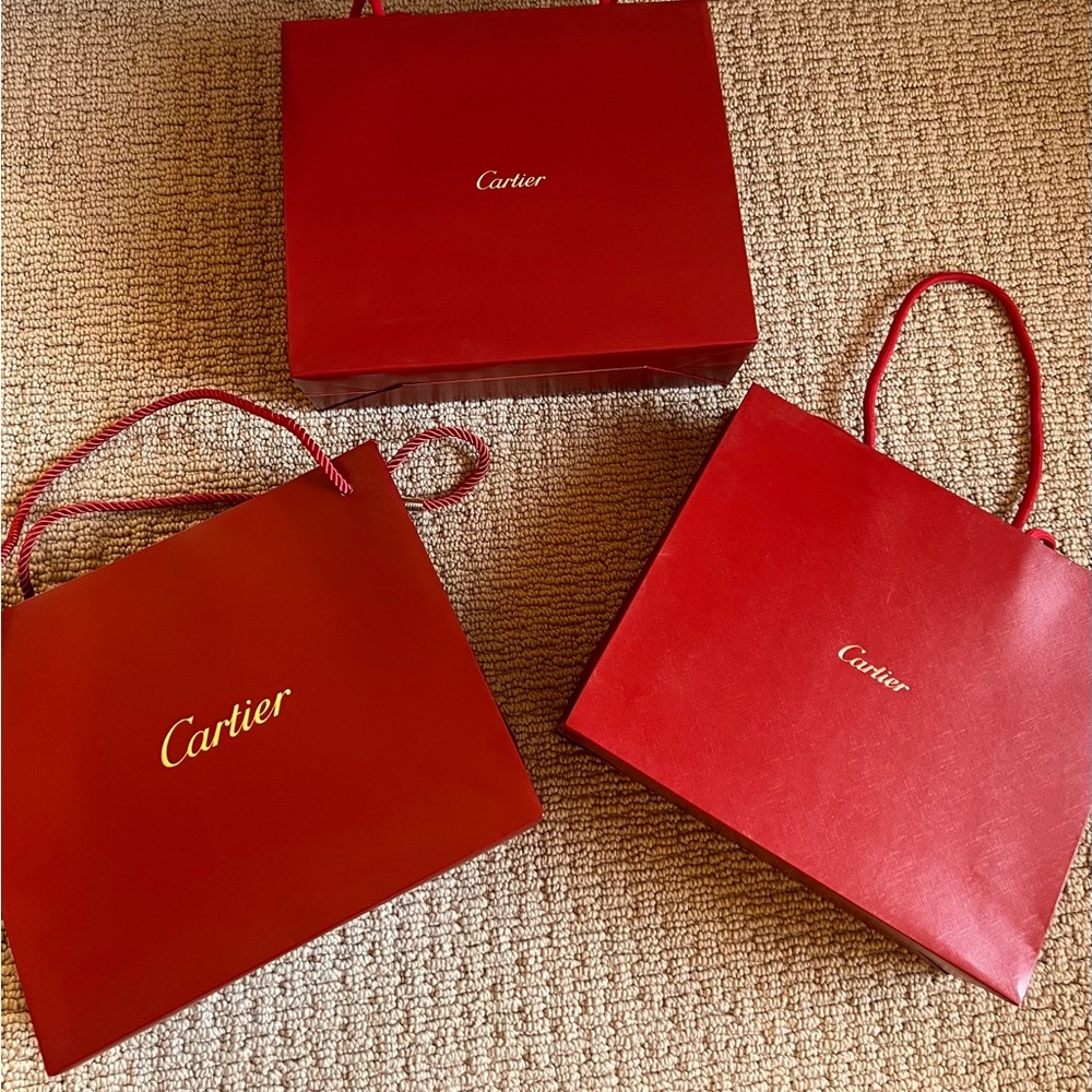 Cartier Red Paper bags 3x